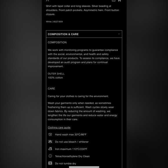 Zara Brushed Silver Metallic Foil White Cotton Button-Up Blouse | S | NWT - Picture 10 of 12